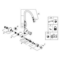 Grohe Costa Spültisch-Wandbatterie, Bogenauslauf, Schwenkbereich 360 Grad, S-Anschlüsse... GROHE-31191001 4005176843334 (Abb. 1)