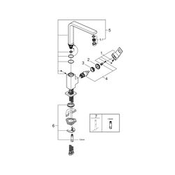 Grohe Eurocube 1-Loch-Einhand-Spültischbatterie Temperaturbegrenzer, Chrom, schwenkbare... GROHE-31255000 4005176901416 (Abb. 1)