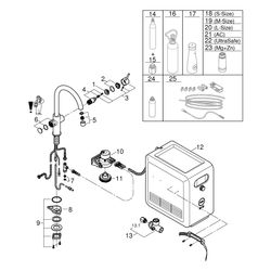 Grohe C-Auslauf Set Grohe Blue mit Blue Einhand-Spültischbatterie, Chrom, 31323002... GROHE-31323002 4005176989933 (Abb. 1)