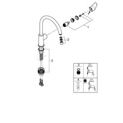 Grohe BauEdge Einhand-Spültischbatterie 1-Loch-Montage, hoher schwenkbarer Auslauf 360 ... GROHE-31367001 4005176478512 (Abb. 1)