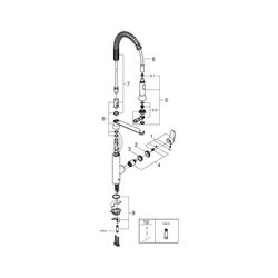 Grohe K7 Einhand-Spültischbatterie, 1-Loch-Montage, herausziehbare SpeedClean Profibrau... GROHE-31379000 4005176938085 (Abb. 1)