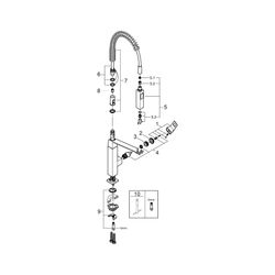 Grohe Eurocube 1-Loch-Einhand-Spültischbatterie mit Profibrause, Supersteel, 31395DC0... GROHE-31395DC0 4005176304767 (Abb. 1)