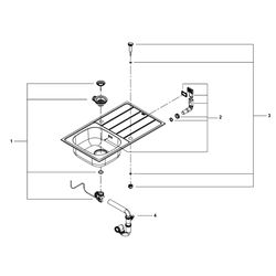 Grohe Edelstahlspüle K200 mit Abtropffläche, 860x500mm, 1 Becken 350x400x160mm, auflieg... GROHE-31552SD1 4005176623714 (Abb. 1)