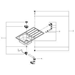 Grohe Bau Edge Küchenspülen-Set K200, Einzelbecken, Aufbau, 860x500mm, Edelstahl, 31562... GROHE-31562SD1 4005176623721 (Abb. 1)