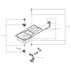 Grohe Edelstahlspüle K500 mit Abtropffläche, 1000x500mm, 1 Becken 340x420mm, 0,5 Becken... GROHE-31572SD1 4005176626036 (Abb. 1)