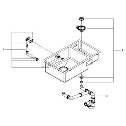 Grohe Edelstahlspüle K700 Unterbau, 760x450mm, 1 Becken 500x400x195mm, 0,5 Becken 180x4... GROHE-31575SD1 4005176607097 (Abb. 1)