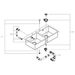 Grohe Edelstahlspüle K800, 1024x510mm, mit 2 Becken 462x400x200mm, aufliegend oder fläc... GROHE-31585SD1 4005176607189 (Abb. 1)