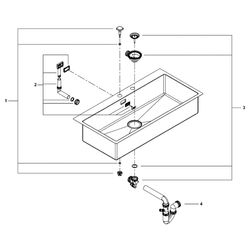 Grohe Edelstahlspüle K800, 1024x510mm, 1 Becken 968x400x200mm, aufliegend oder flächenb... GROHE-31586SD1 4005176607196 (Abb. 1)