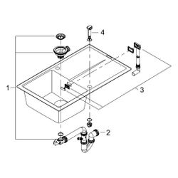 Grohe Kompositspüle K400, 1 Becken, 860x500mm, mit Abtropffläche rechts oder links, Gra... GROHE-31640AP0 4005176520471 (Abb. 1)