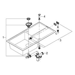Grohe Kompositspüle K400, 1 Becken, 1000x500mm, mit Abtropffläche rechts oder links, Gr... GROHE-31641AP0 4005176521102 (Abb. 1)