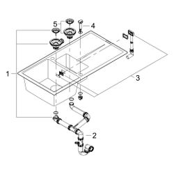Grohe Kompositspüle K400, 1,5 Becken, 1000x500mm, mit Abtropffläche rechts oder links, ... GROHE-31642AP0 4005176521126 (Abb. 1)
