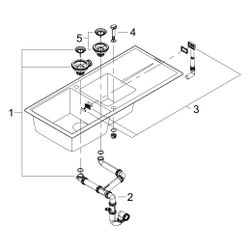 Grohe Kompositspüle K400, 2 Becken, 1160x500mm, mit Abtropffläche rechts oder links, Gr... GROHE-31643AP0 4005176521140 (Abb. 1)