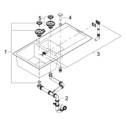 Grohe Kompositspüle K500, 1,5 Becken, 1000x500mm, mit Abtropffläche rechts oder links, ... GROHE-31646AP0 4005176521201 (Abb. 1)