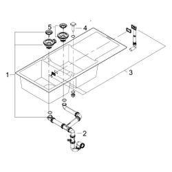 Grohe Kompositspüle K500, 2 Becken, 1160x500mm, mit Abtropffläche rechts oder links, Gr... GROHE-31647AP0 4005176521225 (Abb. 1)