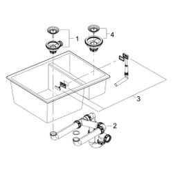 Grohe Kompositspüle K500, 1,5 Becken, 555x460mm, mit Abtropffläche rechts oder links, G... GROHE-31648AP0 4005176521249 (Abb. 1)
