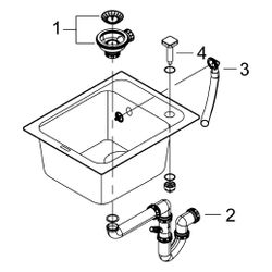 Grohe Kompositspüle K700, 1 Becken, 400x500mm, Granit Schwarz, 31650AP0... GROHE-31650AP0 4005176521287 (Abb. 1)