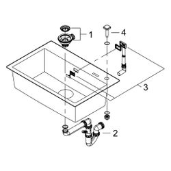Grohe Kompositspüle K700, 1 Becken, 780x510mm, Granit Schwarz, 31652AP0... GROHE-31652AP0 4005176521324 (Abb. 1)