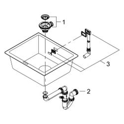 Grohe Unterbau-Kompositspüle K700, 1 Becken, 533x457mm, Granit Schwarz, 31654AP0... GROHE-31654AP0 4005176521362 (Abb. 1)