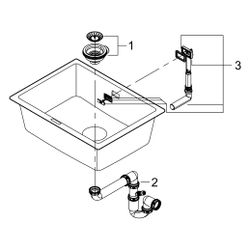 Grohe Unterbau-Kompositspüle K700, 1 Becken, 610x460mm, Granit Schwarz, 31655AP0... GROHE-31655AP0 4005176521386 (Abb. 1)