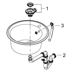 Grohe Kompositspüle K200, 1 Becken rund, Durchmesser 510mm, Granit Schwarz, 31656AP0... GROHE-31656AP0 4005176521409 (Abb. 1)