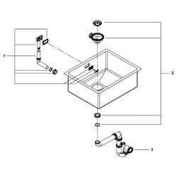 Grohe Edelstahlspüle K700, Unterbau, 550x450mm, 1 Becken 500x400x200mm, Standard-Einbau... GROHE-31726SD0 4005176572562 (Abb. 1)