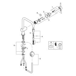 Grohe Minta Einhand-Spültischbatterie, 1-Loch-Montage, U-Auslauf, herausziehbarer Mouss... GROHE-32067000 4005176811142 (Abb. 1)
