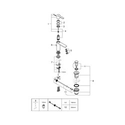 Grohe Lineare Einhand-Waschtischbatterie, XS-Size, 1-Loch-Montage, Zugstangen-Ablaufgar... GROHE-32109DC1 4005176412691 (Abb. 1)