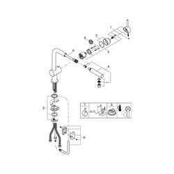 Grohe Minta Einhand-Spültischbatterie, 1-Loch-Montage, L-Auslauf, herausziehbarer Mouss... GROHE-32168DC0 4005176824432 (Abb. 1)