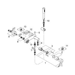 Grohe Concetto Einhand-Wannenbatterie, Wandmontage mit Brauseset, eigensicher, Chrom, 3... GROHE-32212001 4005176889035 (Abb. 1)