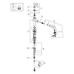 Grohe Eurodisc 1-Loch-Einhand-Spültischbatterie C flacher Auslauf Spülbrause ausziehbar... GROHE-32257002 4005176886591 (Abb. 1)