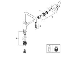 Grohe Eurodisc 1-Loch-Einhand-Spültischbatterie C hoher Auslauf, Chrom, 32259003... GROHE-32259003 4005176466908 (Abb. 1)