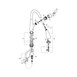 Grohe Zedra 1-Loch-Einhand-Spültischbatterie, C-Ausladung ausziehbar 3-Strahl-Spülbraus... GROHE-32294002 4005176466496 (Abb. 1)