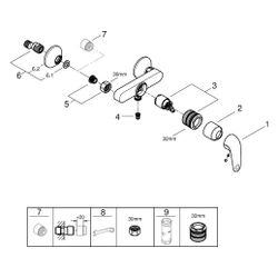 Grohe EuroPro Einhand-Brausebatterie, Wandmontage, Temperaturbegrenzer, S-Anschlüsse, C... GROHE-32740001 4005176743252 (Abb. 1)