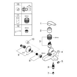 Grohe EuroPro Einhand-Wannenbatterie, Wandmontage, Temperaturbegrenzer, S-Anschlüsse, C... GROHE-32743001 4005176743313 (Abb. 1)