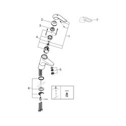 Grohe Eurosmart Care Einhand-Waschtischbatterie, 1-Loch-Montage, glatter Körper, 46mm K... GROHE-32765000 4005176871054 (Abb. 1)