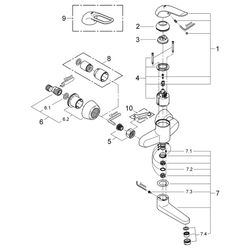 Grohe Eurosmart Care Einhand-Waschtischbatterie, Wandmontage, Ausladung 197mm, 46mm Ker... GROHE-32767000 4005176871078 (Abb. 1)