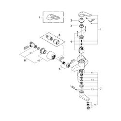 Grohe Eurosmart Care Einhand-Waschtischbatterie, Wandmontage, Ausladung 174mm, 46mm Ker... GROHE-32768000 4005176871689 (Abb. 1)