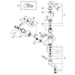 Grohe Eurosmart Care Einhand-Waschtischbatterie, Wandmontage, Ausladung 157mm, 46mm Ker... GROHE-32770000 4005176871702 (Abb. 1)