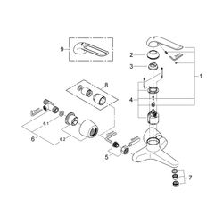 Grohe Eurosmart Care Einhand-Waschtischbatterie, Wandm., Ausladung 221mm, 46mm Keramikk... GROHE-32779000 4005176871795 (Abb. 1)