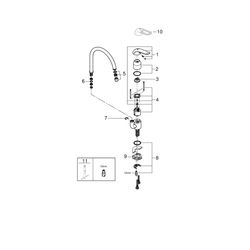 Grohe Eurosmart Care Einhand-Spültischbatterie, 1-Loch-Montage, flacher schwenkbarer Ro... GROHE-32786000 4005176871863 (Abb. 1)