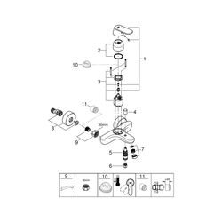 Grohe Eurosmart Cosmopolitan Einhand-Wannenbatterie, DN 15, Wandmontage, Chrom, 3283100... GROHE-32831000 4005176874703 (Abb. 1)