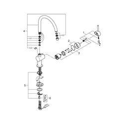 Grohe Minta Einhand-Spültischbatterie, 1-Loch-Mont., C-Schwenkausl., Dual-Spülbr. herau... GROHE-32917AL0 4005176488702 (Abb. 1)