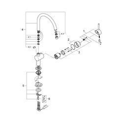 Grohe Minta Einhand-Spültischbatterie, 1-Loch-Montage, C-Auslauf, Dual Spülbrause, 11,5... GROHE-32917DC0 4005176804946 (Abb. 1)