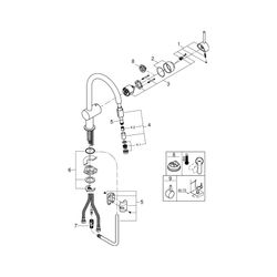 Grohe Minta Einhand-Spültischbatterie, 1-Loch-Montage, C-Auslauf, EcoJoy, herausziehbar... GROHE-3291800E 4005176866616 (Abb. 1)