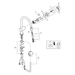 Grohe Minta Einhand-Spültischbatterie, 1-Loch-Montage, C-Schwenkauslauf, herausziehbar,... GROHE-32918DC0 4005176804953 (Abb. 1)