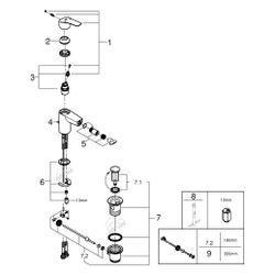 Grohe Eurosmart Einhand-Bidetbatterie, 1-Loch-Montage, Temperaturbegrenzer, Zugstangen... GROHE-329292433 4067393017295 (Abb. 1)