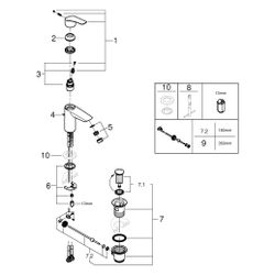 Grohe Eurosmart Einhand-Waschtischbatterie, S-Size, Temperaturbegrenzer, Zugstangen-Gar... GROHE-33265003 4005176613197 (Abb. 1)