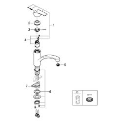 Grohe Eurosmart Einhand-Spültischbatterie, 1-Loch-Montage, flacher Auslauf, EcoJoy 5,7l... GROHE-3328130E 4005176635410 (Abb. 1)