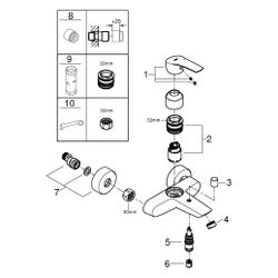 Grohe Eurosmart Einhand-Wannenbatterie, Wandmontage, Temperaturbegrenzer, S-Anschlüsse,... GROHE-33300003 4005176613456 (Abb. 1)