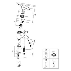 Grohe Eurosmart Einhand-Wannenbatterie, Keramikkartusche mit Eco-Override-Stop, flexib... GROHE-334122433 4067393017349 (Abb. 1)